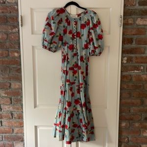 The Great - The Pleated Ravine Dress in Western Rose Print, Size 1